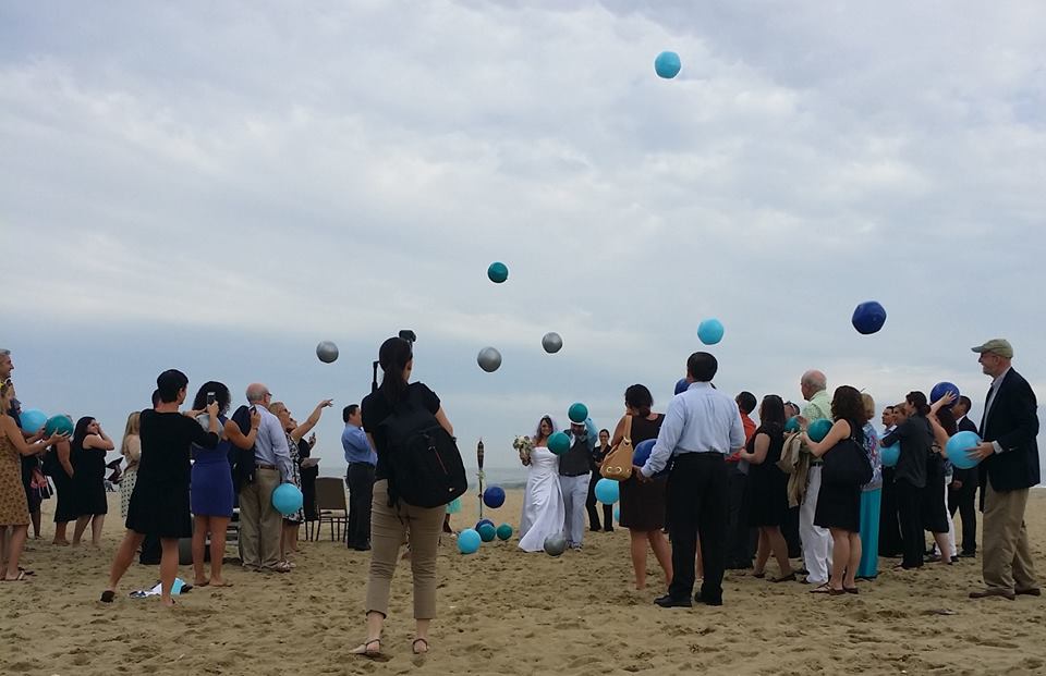 Wedding on the beach in Asbury Park by NJ Wedding Officiant Andrea Purtell www.forthisjoyousoccasion.com